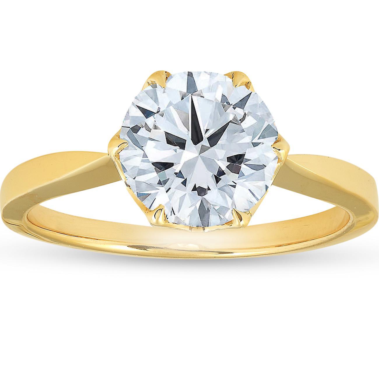 Pompeii3 1 1/2 Ct Solitaire Diamond Micro Prong Engagement Ring 14k Yellow Gold Lab Grown 7