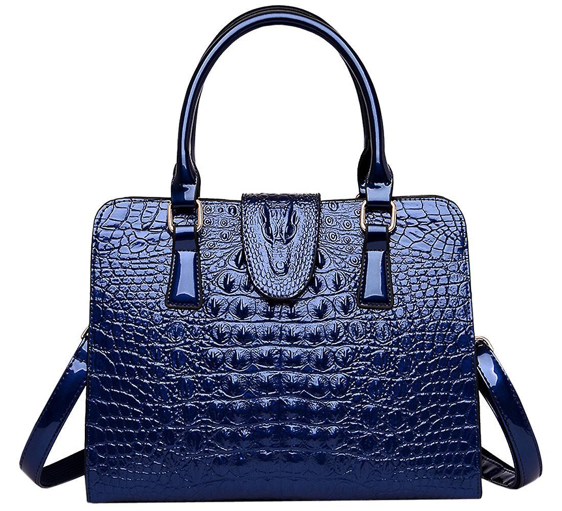 Keluosi Handbags Leather Crocodile Grain Shoulder Bags Blue