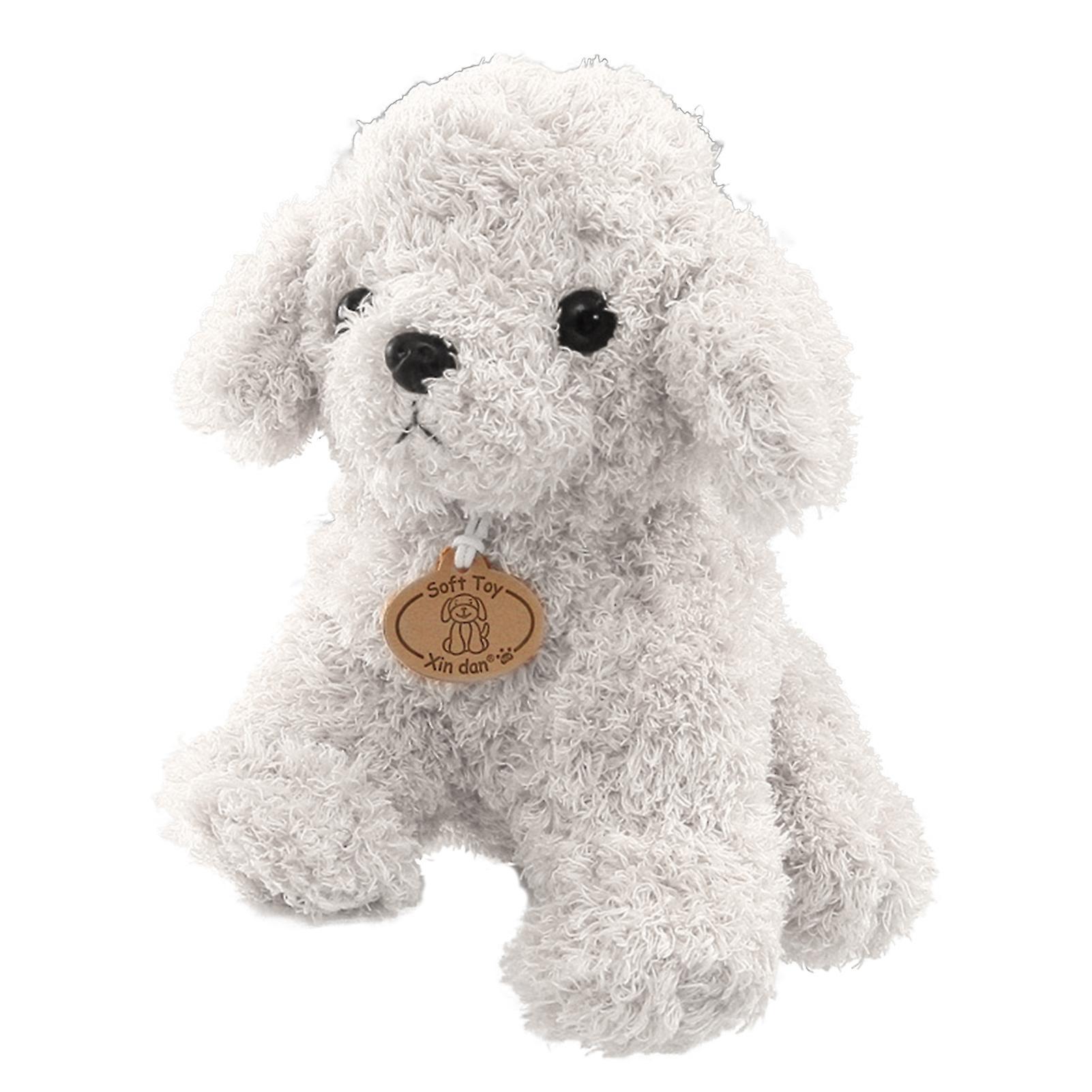 Hopeup Cartoon Cute Poodle Dog Puppy Plush Stuffed Doll Huggable Toy Home Ornament Gift White