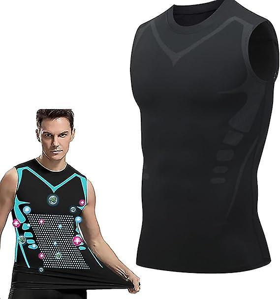 Frusde Ionic Shaping Vest, Men Body Shaper, 2023 New Version Ionic Shaping Vest For Men, Comfortable Breathable Ice-silk Fabric Black 2XL