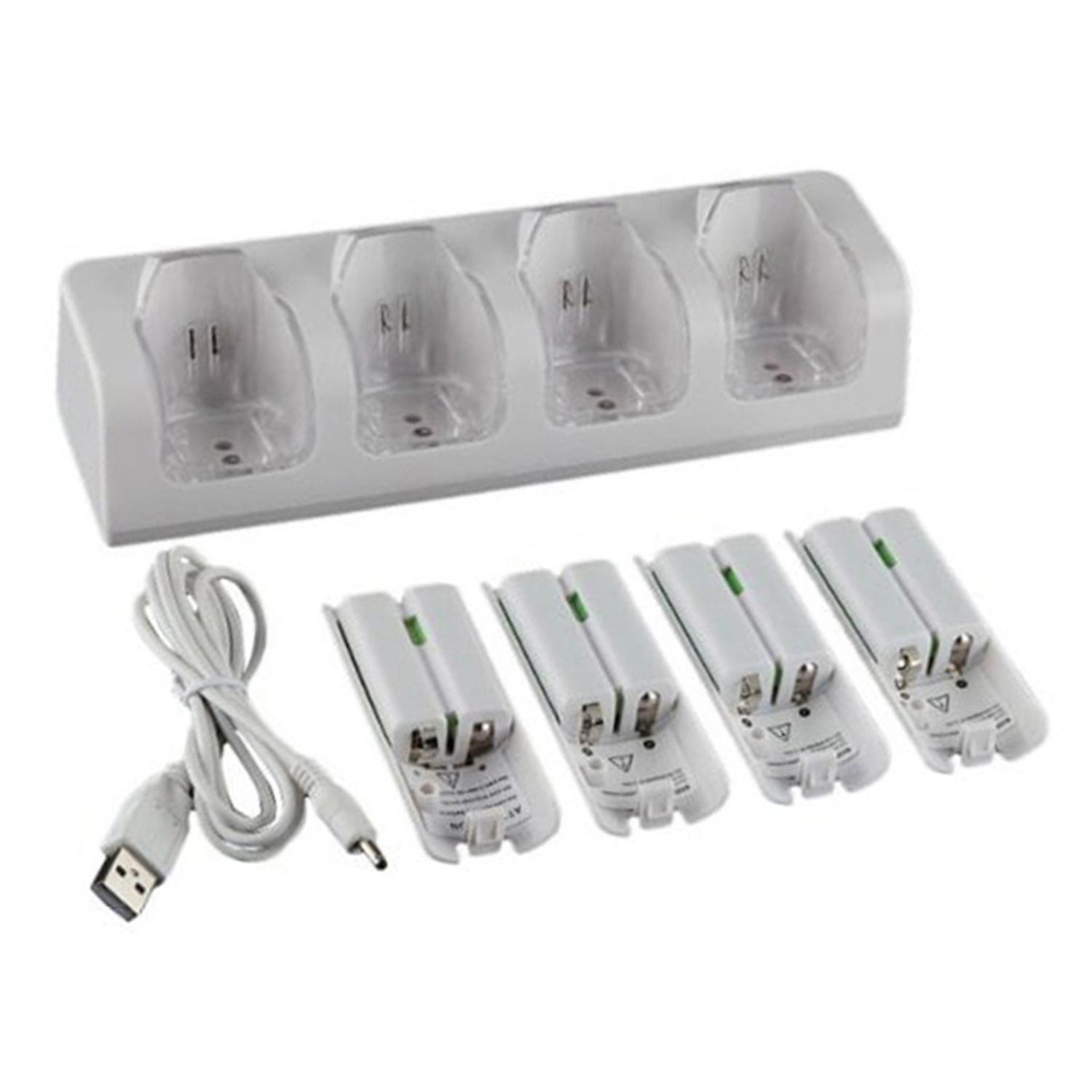 Decdeal 4Pcs 2800mAh Rechargeable Cells and Wii Cell Charge Dock Stand for Wii Remote Switch Accessory