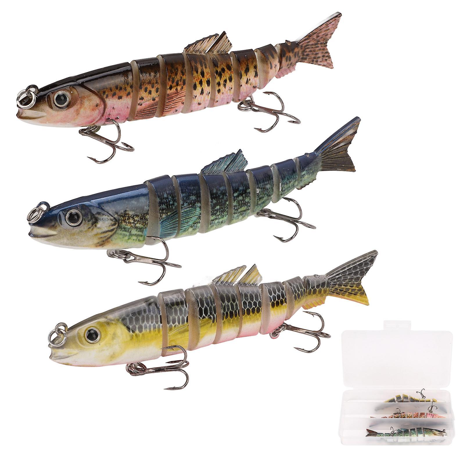 3pcs 0.8 Oz 8 Segmented Multi Jointed Swimbaits Set Slow Sinking Fishing Lures for Freshwater Saltwater