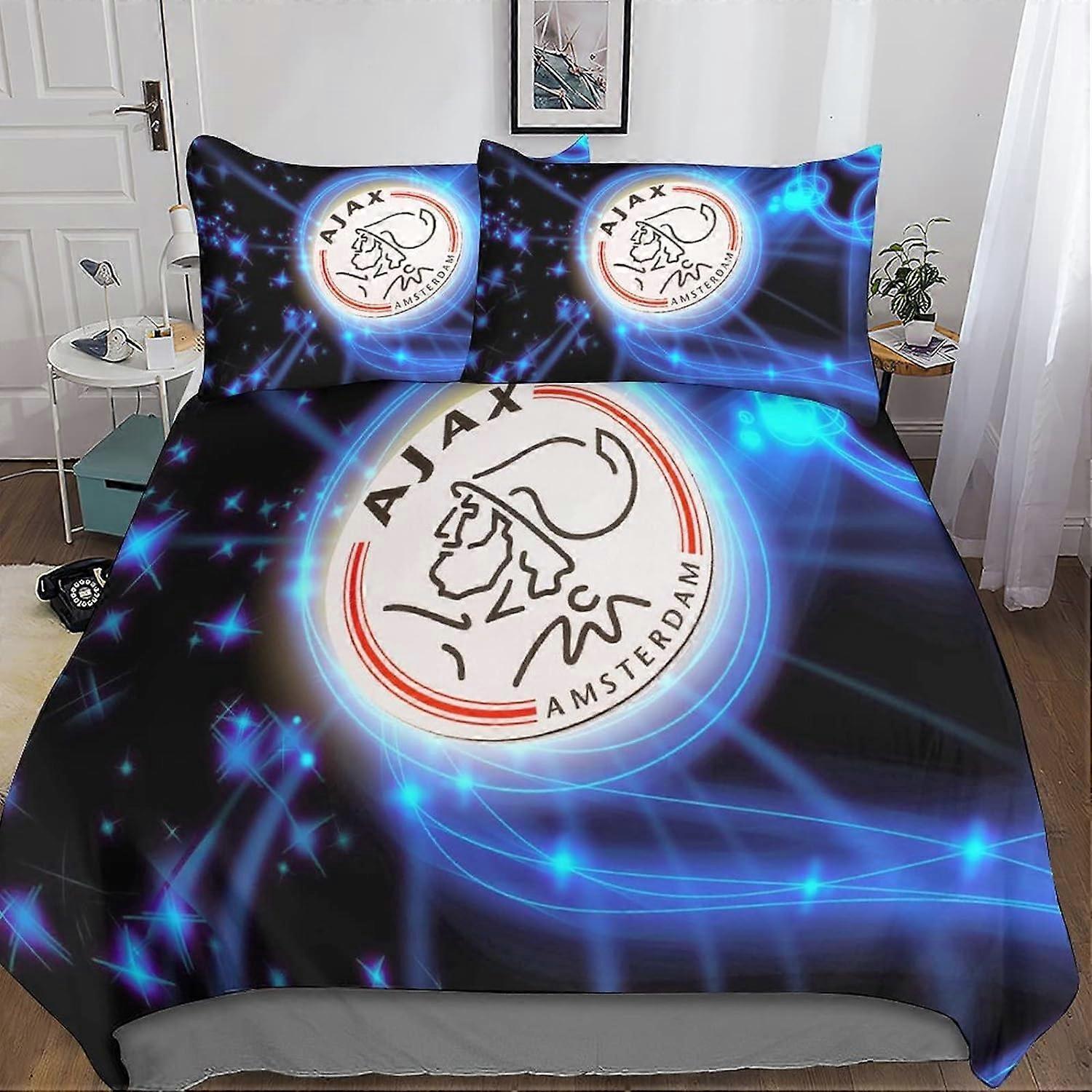 Kerota Ajax Logo Duvet Cover D, Parts Football Sports Microfiber Duvet Cover Bedding Suitable for Teens and Adults Kingxc Single135x200cm