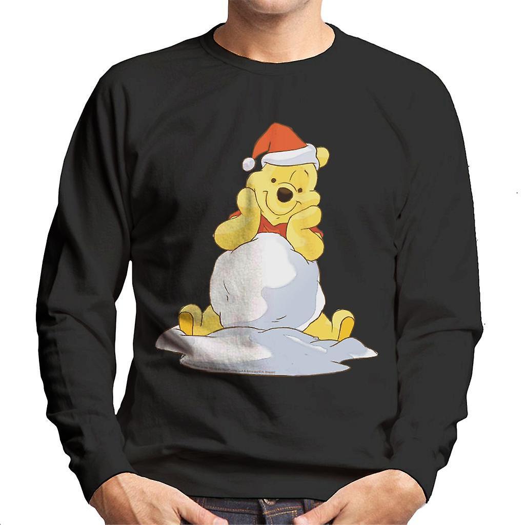 Disney Christmas Winnie The Pooh In The Snow Men's Sweatshirt Black Small