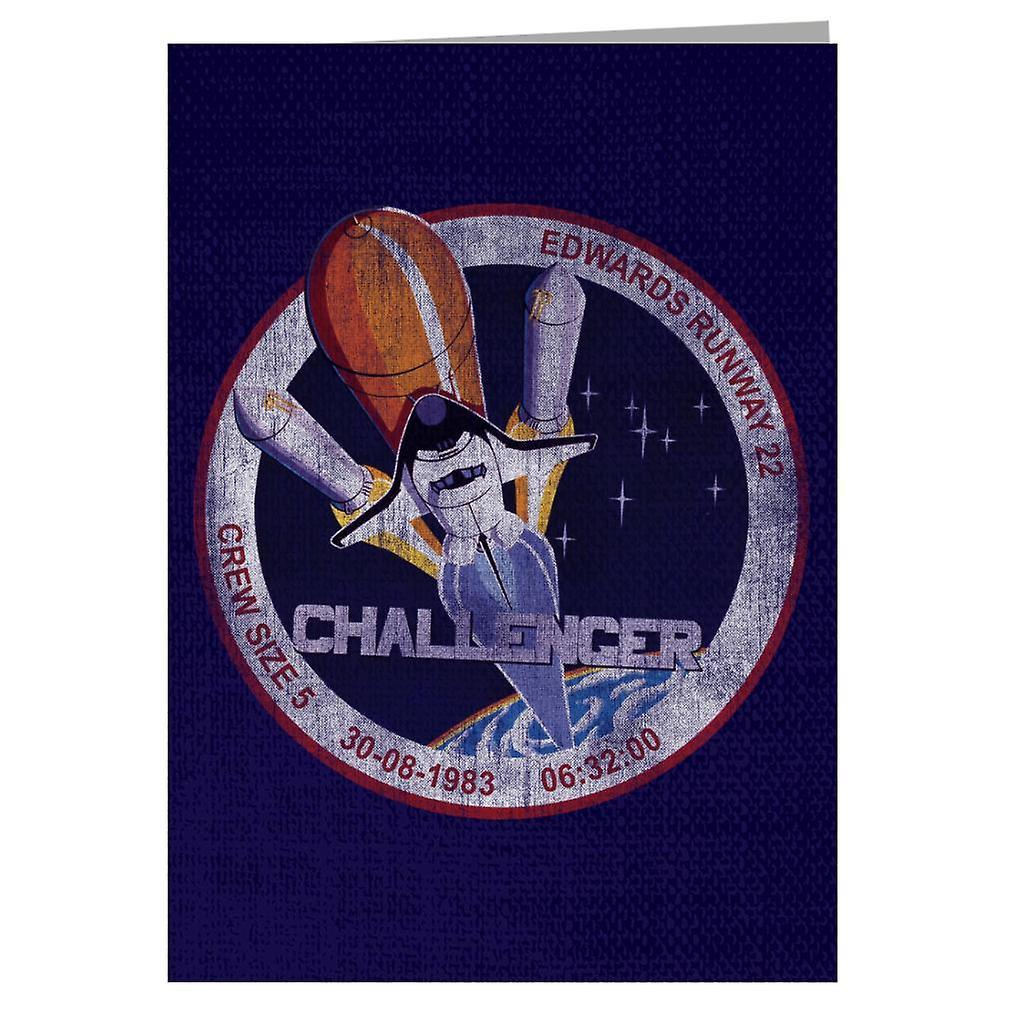 NASA STS 6 Challenger Mission Badge Distressed Greeting Card Navy Blue 14.5 x 21cm