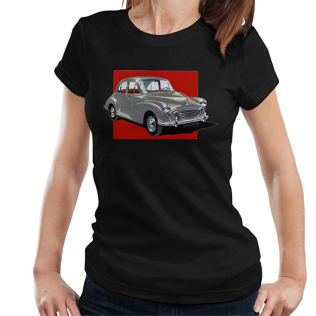 Morris Minor Red Background British Motor Heritage Women's T-Shirt Black Medium