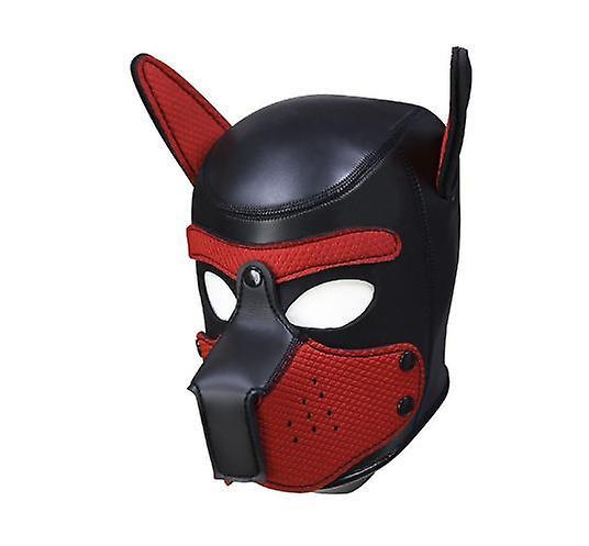 Jntworld Puppy Cosplay Dog Head Mask Party Role Play Prop Toy Soft Padded Rubber Neoprene Red