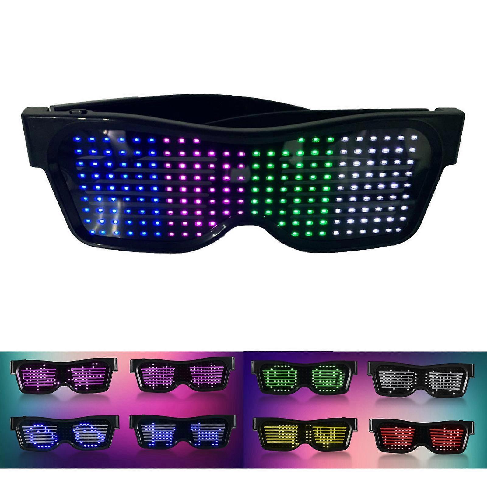 Aoresac LED Glasses Customizable BT LED Glasses Colorful Light Glow Glasses DIY Messages 31 Animations 11 Pictures Music Mode Glow Toys for Hallowe...