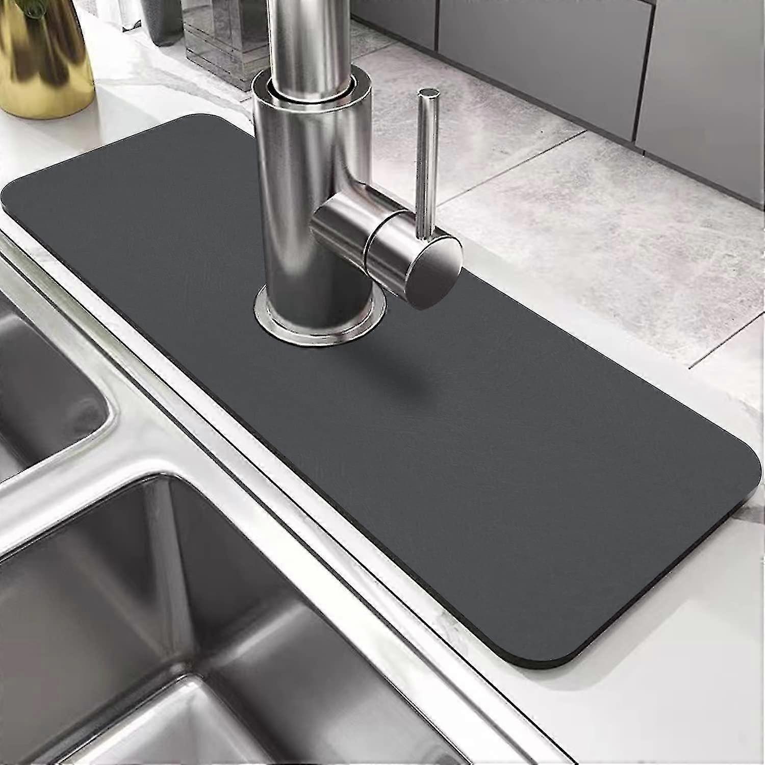 Zhiyi 2 Pcs Kitchen Faucet Mat-anti Slip Behind Faucet Handle Drip Catcher Mat-splash Guard Sink Pad-washable,washable