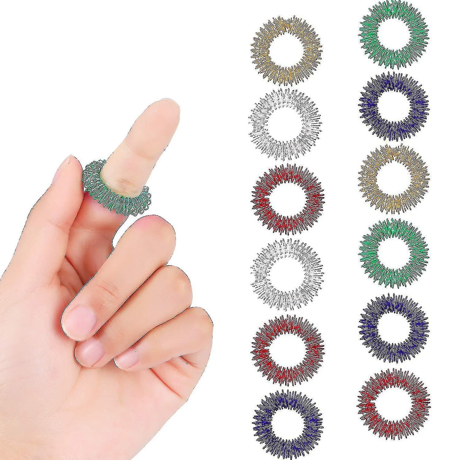 Bosheng 12 Pieces Acupressure Ring Spiky Sensory Finger Rings Massage Rings Set