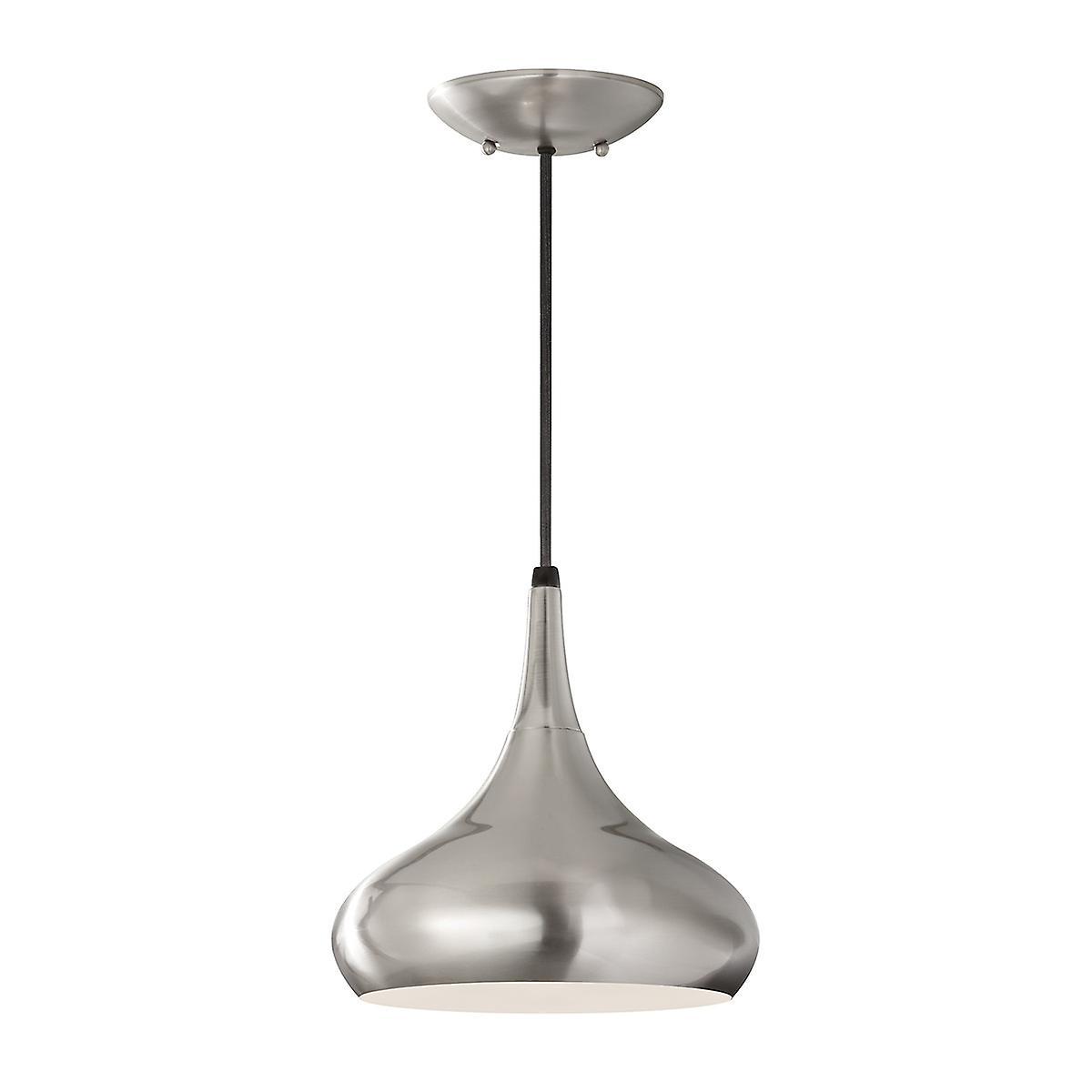 Beso 1 Light Dome Ceiling Pendant Brushed Steel E27