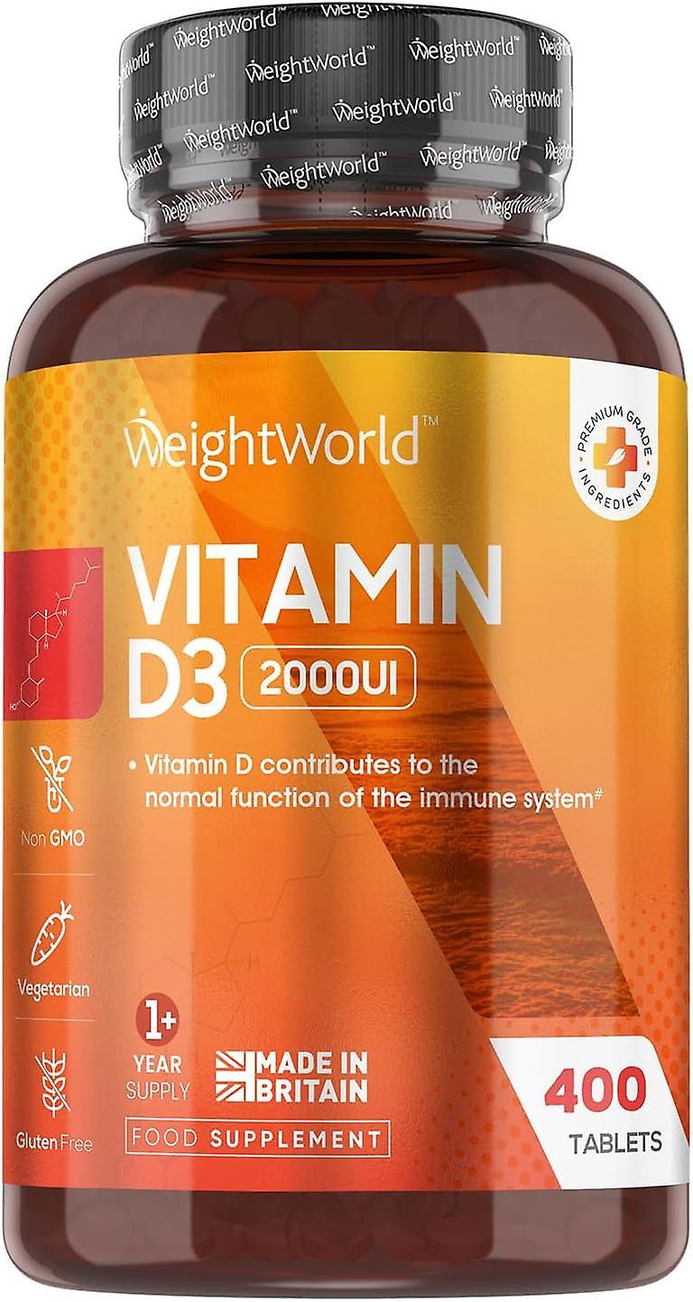 WeightWorld Vitamin D3 2000 IU - 400 Tablets (Over A Year Supply) Natural Vitamin D Tablets, Vitamin D Contributes to Normal Immune System