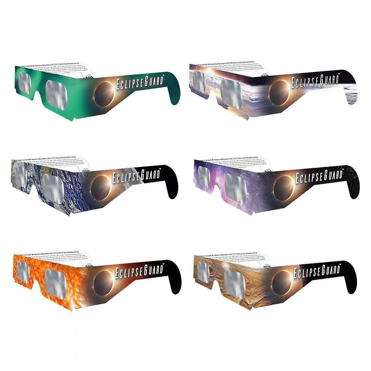 Lelinker 6/12 Pcs Solar Eclipse Glasses 2024, CE & ISO 12312-2 Standard Certified Paper Glasses, Approved for Direct Sun Viewing 6 Pcs