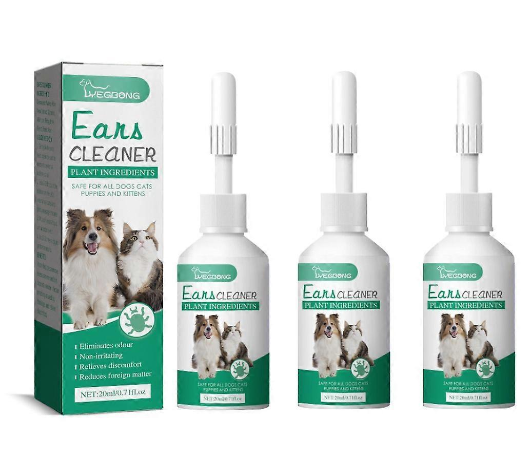 Uta 3PCS YEGBONG Pet Ear Drops, universal cat and dog ear canal cleaner, ear mite deodorizer, anti-itch cleaning ear wash