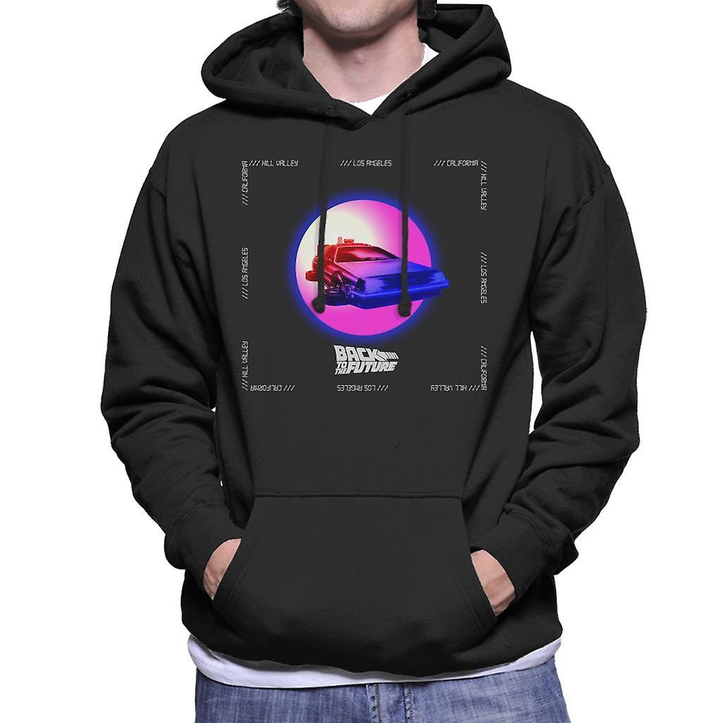 Back to the Future Delorean Purple Moon Men's Hooded Sweatshirt Black Medium