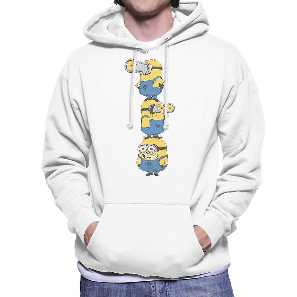 Despicable Me Minions Standing Tower Men's Hooded Sweatshirt White Large