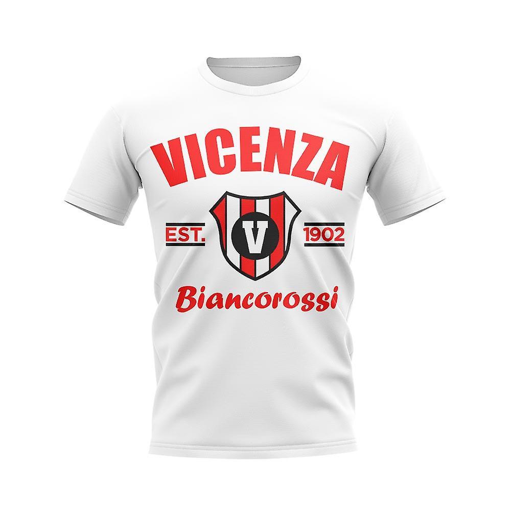 UKSoccerShop Vicenza Established Football T-Shirt (White) XXL (50-52 inch)