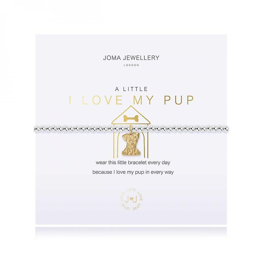 Women's Joma Jewellery A Little I Love My Pup Silver 17.5cm Stretch Bracelet 3790