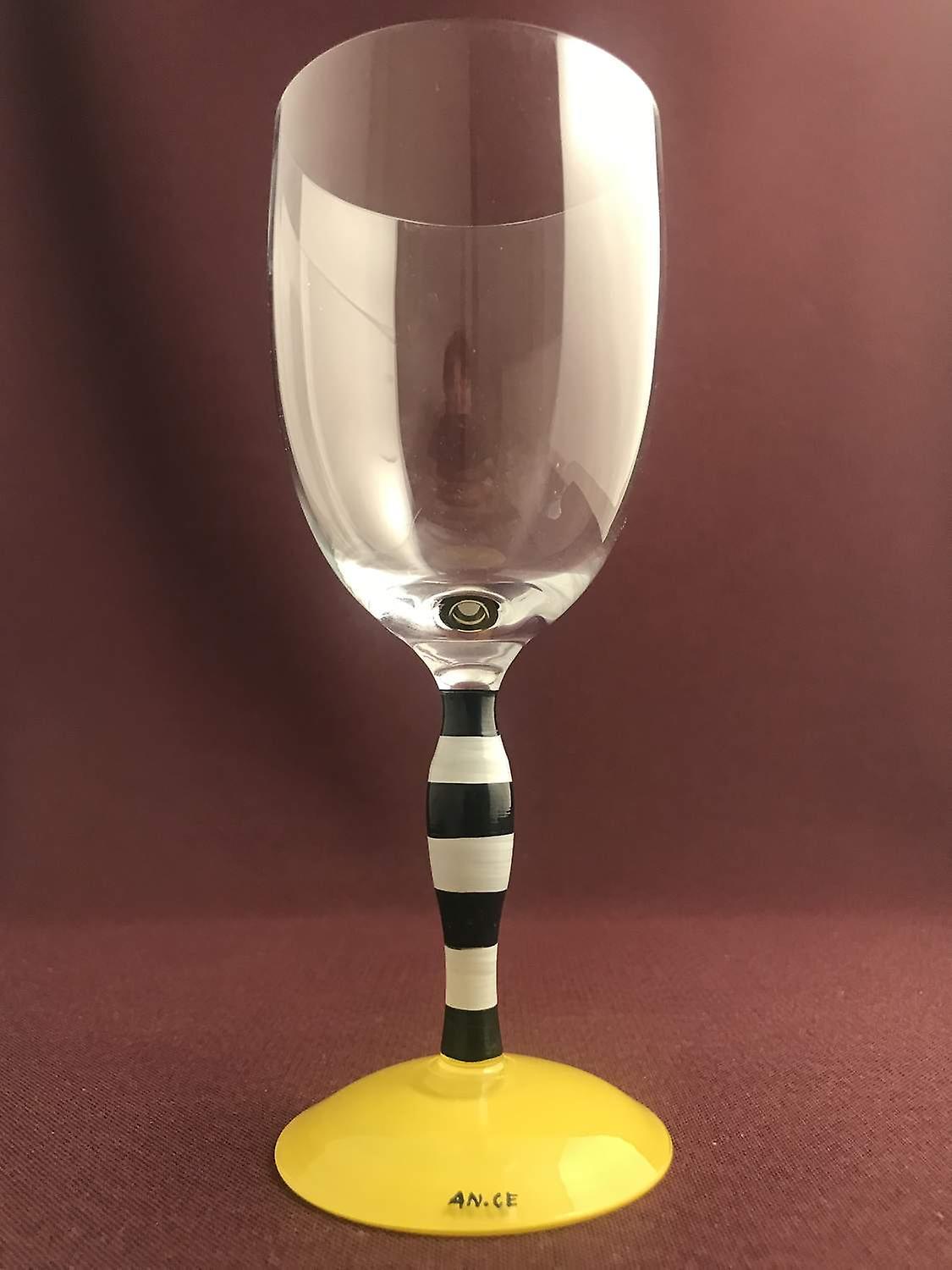 Orrefors - POLKA Clown - Wine glass black/yellow Design Anne Nilsson