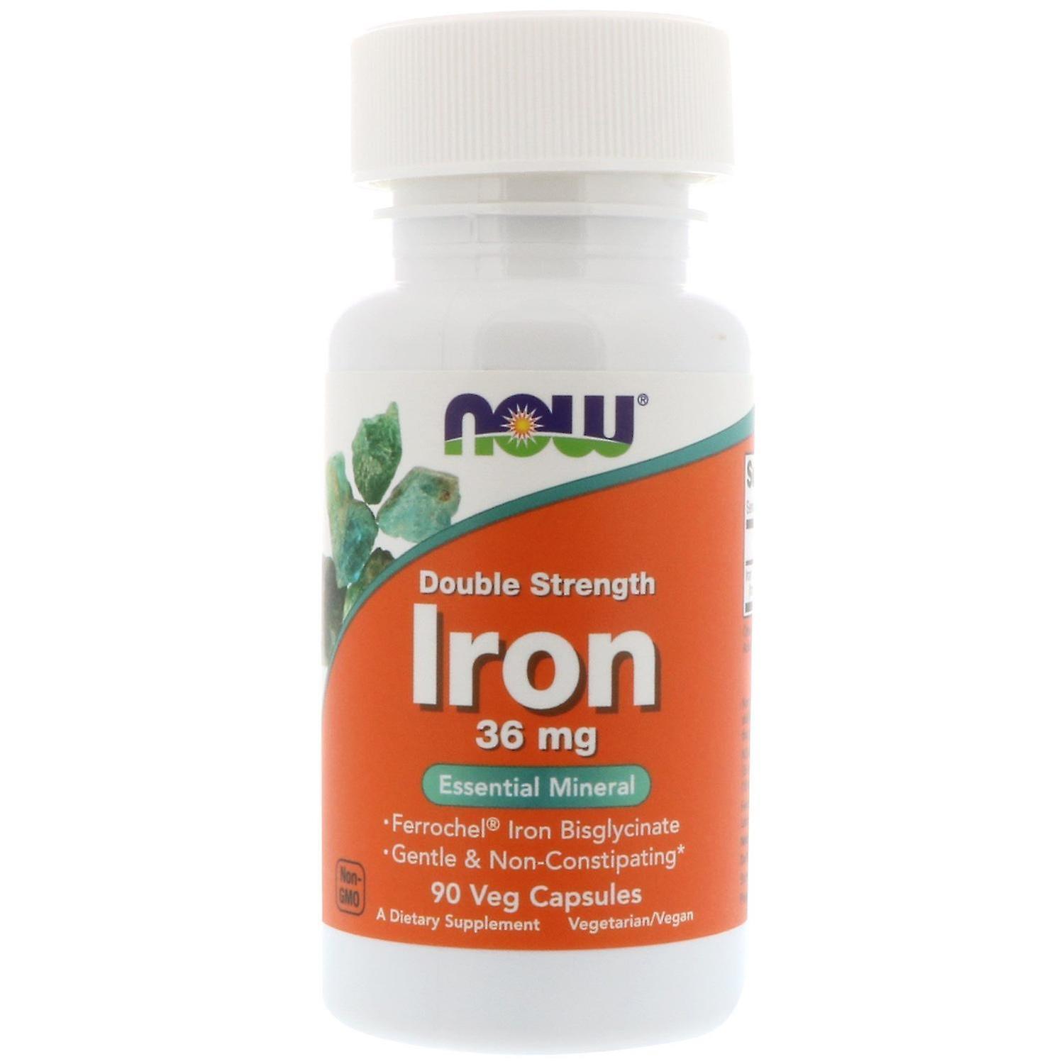 Now Foods, Iron, Double Strength, 36 mg, 90 Veg Capsules