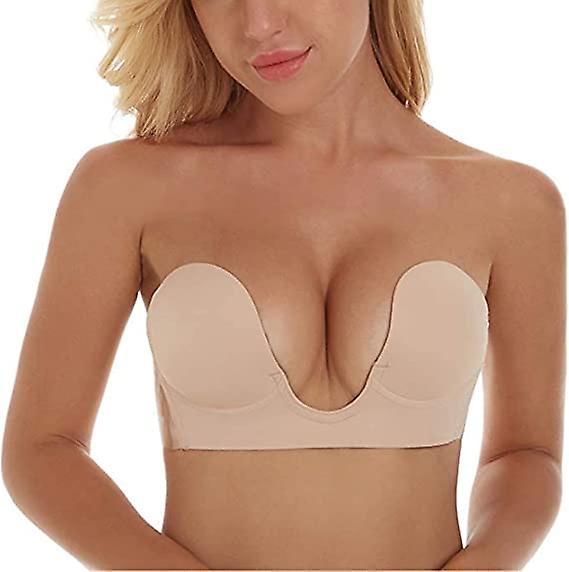 Morakot Invisible Bra Backless Strapless Bra Reusable Sticky Boobs Deep Plunge Silicone Push Up Adhesive Bras For Women A