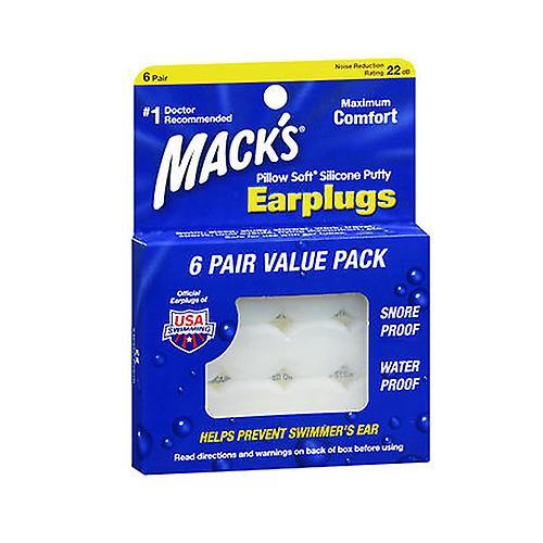 Mack's  Pillow Soft Silicone Putty Earplugs, 6 Pair (Pack of 1)