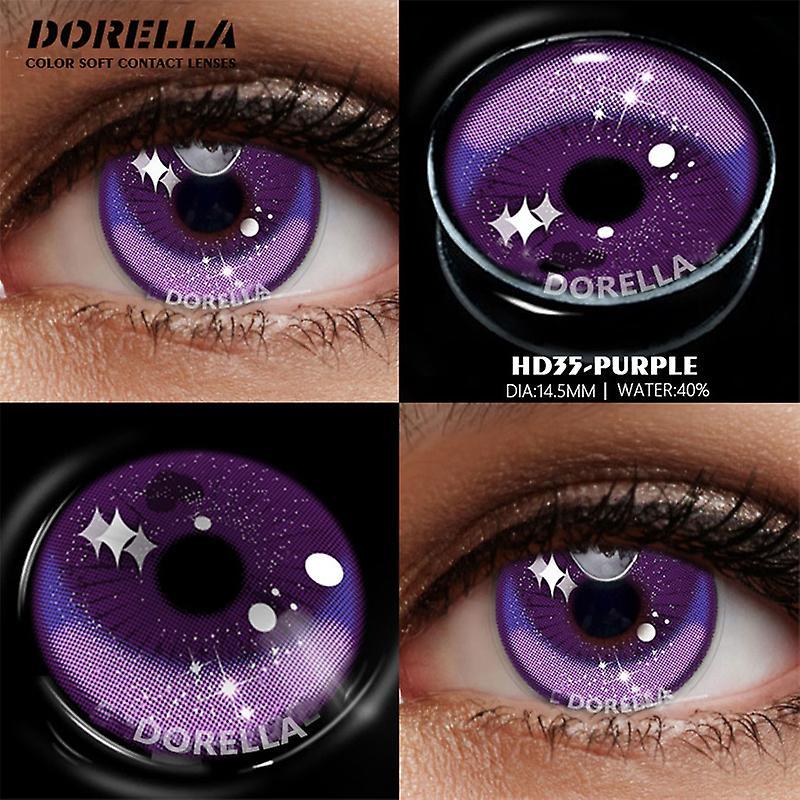 Aionyaaa D'orella 2pcs Cosplay Contact Lens Beautiful Pupils Eye Colorful Contact Lenses Yearly Halloween Colored Contact Lenses For Eyes HD35-PURPLE