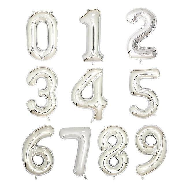 Slowmoose Helium Aluminum Foil, Number Balloons For Wedding, Birthday Party  Decorations Silver 30inch / 1