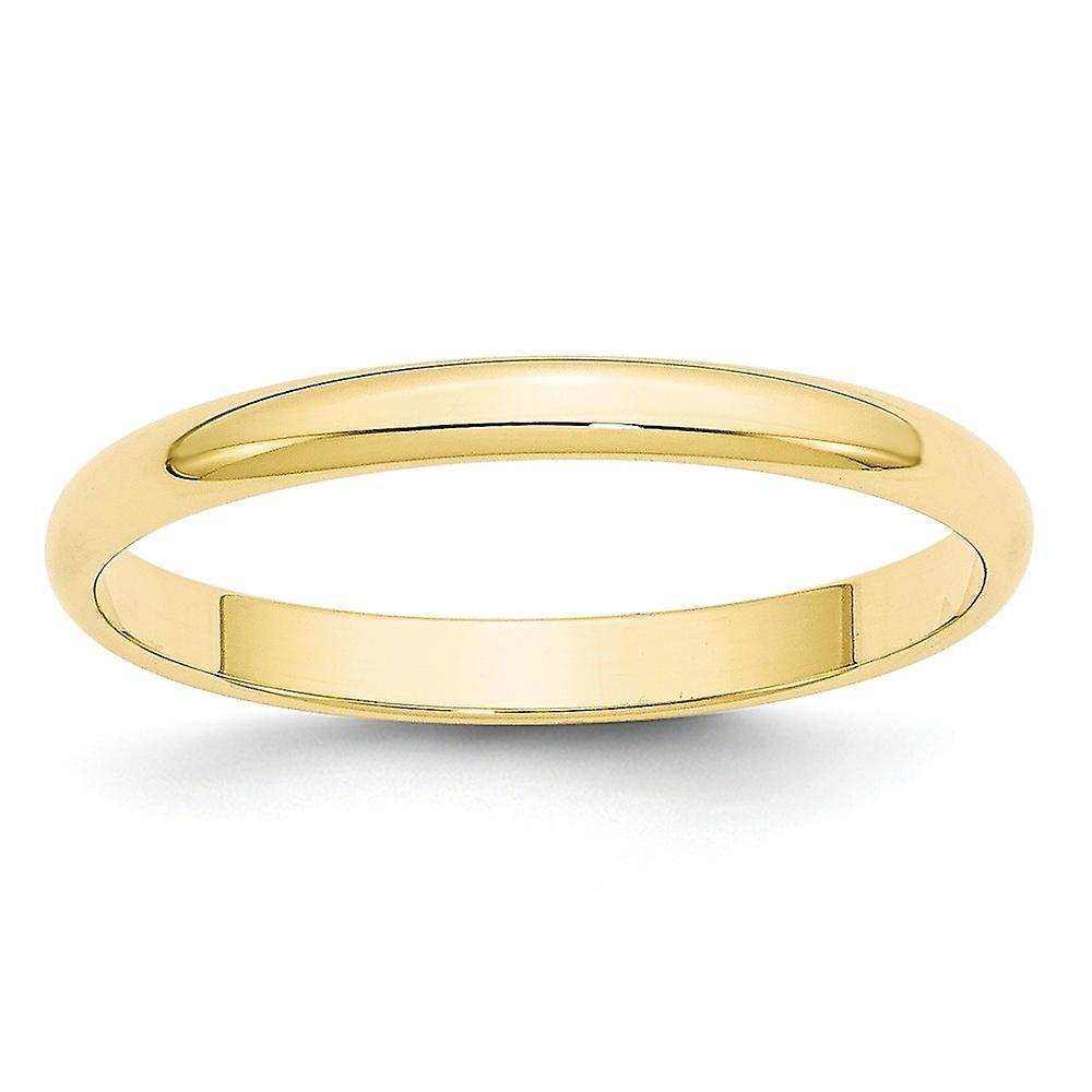 JewelryWeb 10k Yellow Gold Solid Polished Engravable Lightweight 2.5mm Ltw Half Round Band Ring Jewelry for Women - Ring Size: 4 to