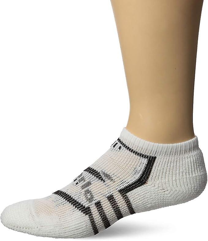 Thorlos Edge Cushioned Unisex Low Cut Running Socks, White/Black L