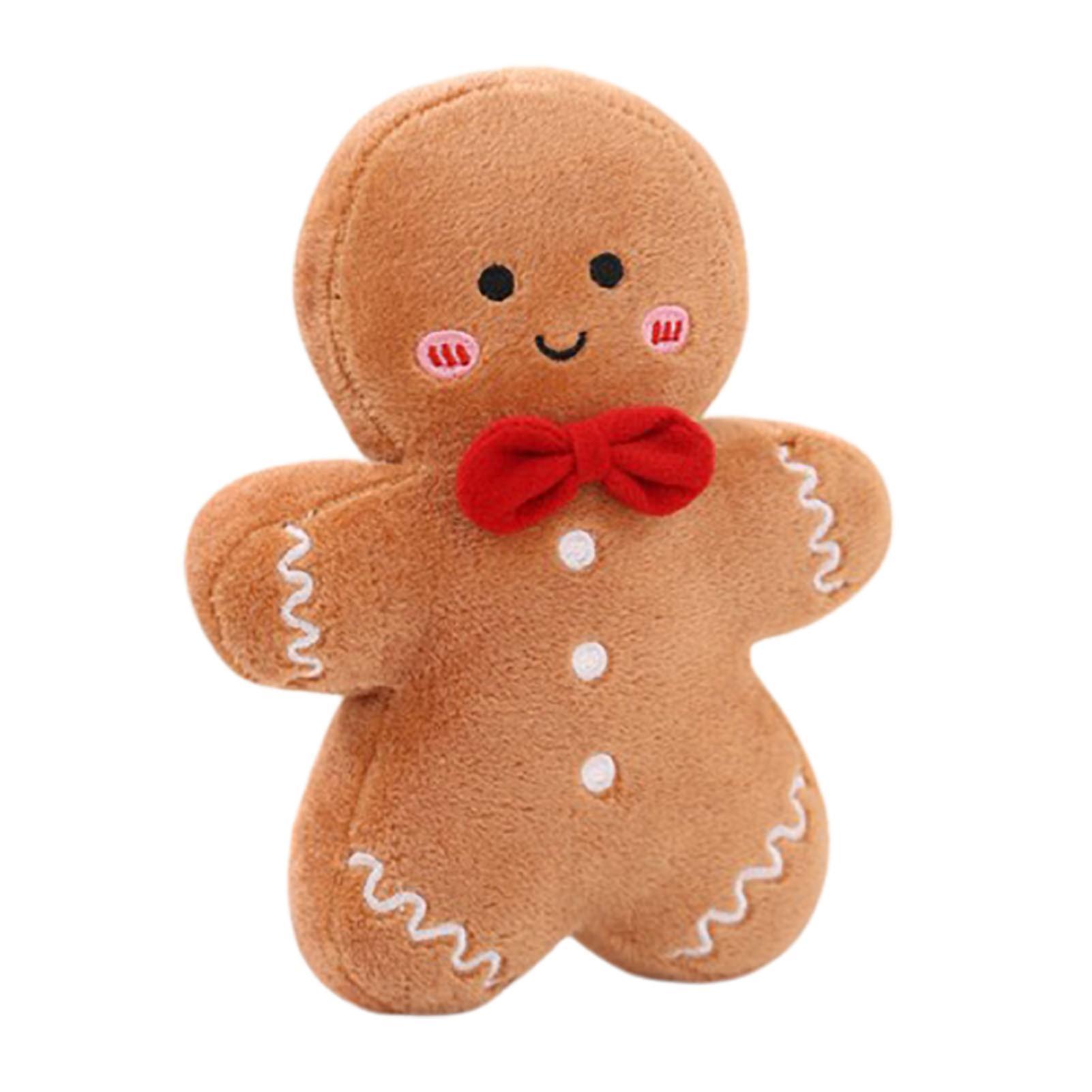 Hislaves Christmas Plush Doll Gingerbread Man Doll Pillow Soft Sofa Cushion Ornament Fluffy Cartoon Stuffed Animal Pillow Toy A