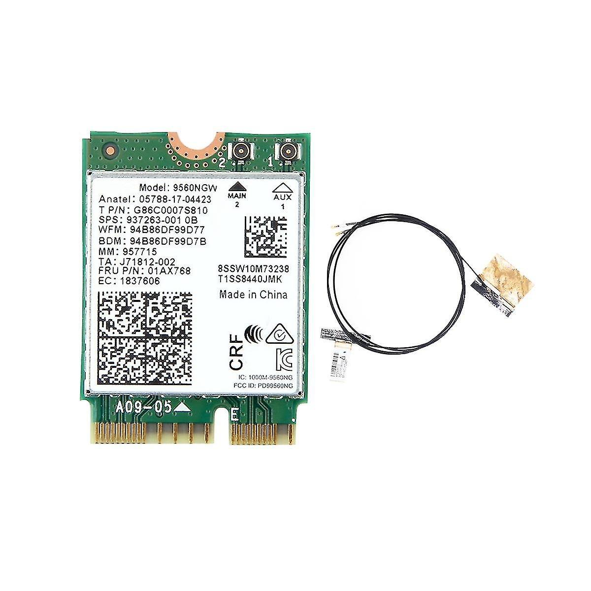 Guangzhou Yunlan Trading Co., 9560ngw Wifi Card+antenna 1730mbps Wireless Ac 9560 Dual Band 2.4g+5g Bt 5.0 802.11ac M.2 Cnvi 9560n