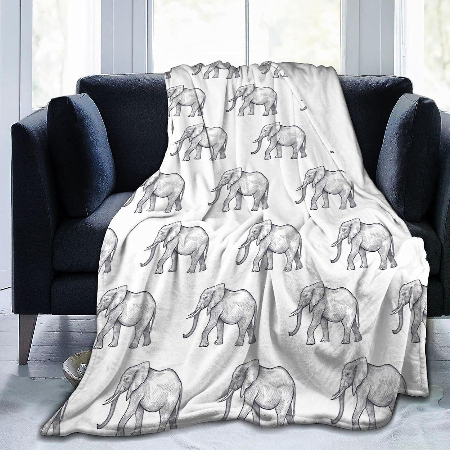 Kerota Throw Blanket Elephants Flannel Blanket Soft And Comfortable Single Blanket Washable Anti-pilling For Sofa Couch Bedroom 50"x40" 50x40in 125..