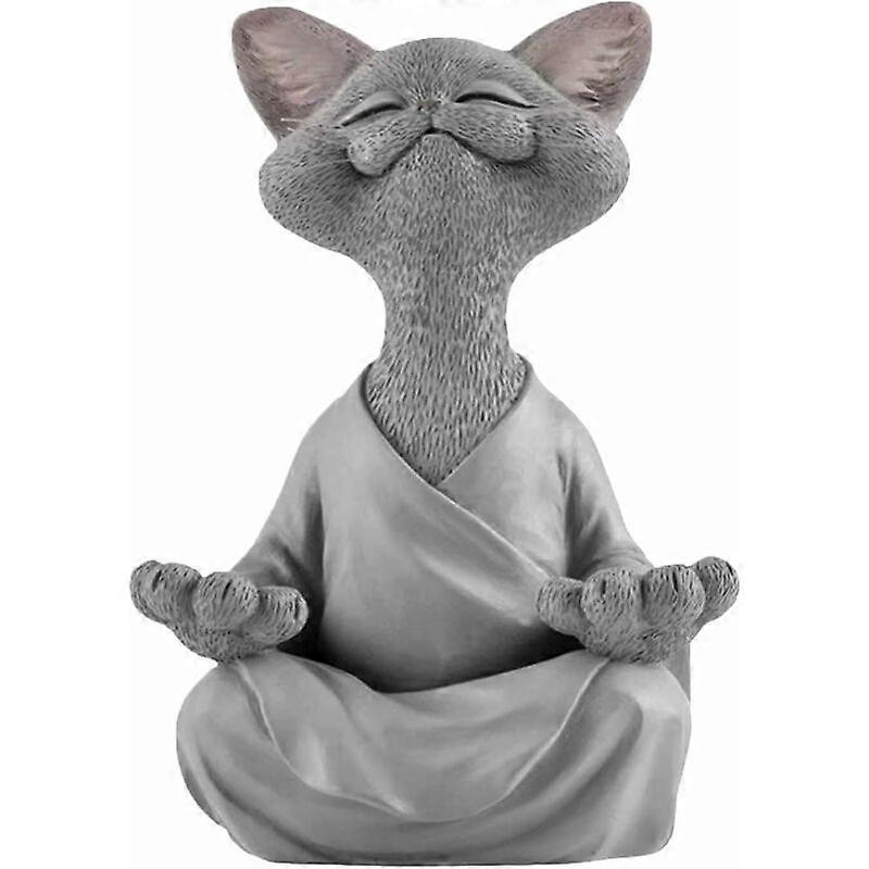 Szsljsm Buddha Cat Statue-Happy Cat Buddha, Cat Buddha Statue Meditation Cat Statue Garden Sculpture Outdoor Decor, Yoga Buddha Zen Cat, Outdoor La...