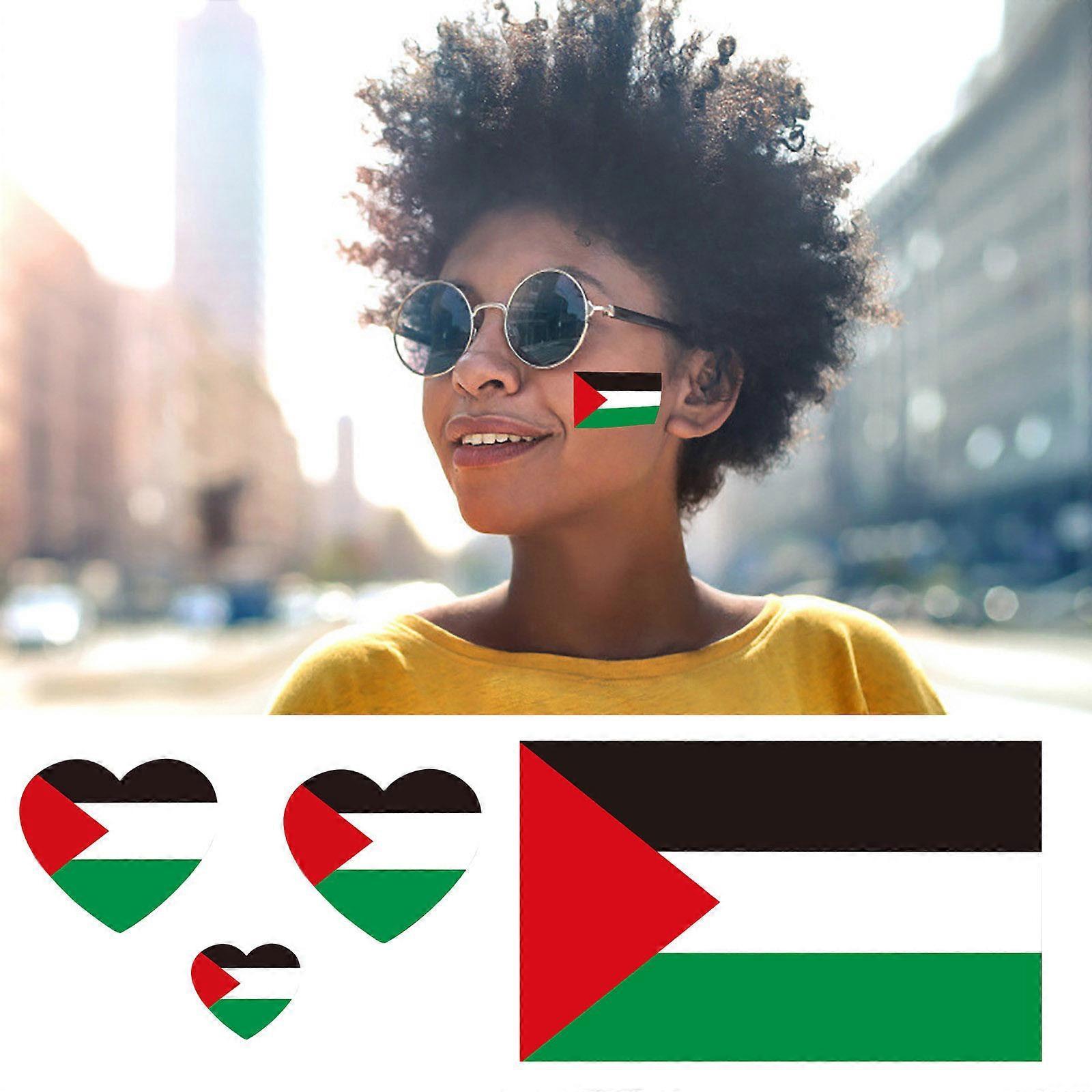 Flye Palestinian Flag Temporary Stickers, Waterproof Fake Tattoos Body Art Stickers On Face, Realistic Temporary For Palestinian Day 20231117 White