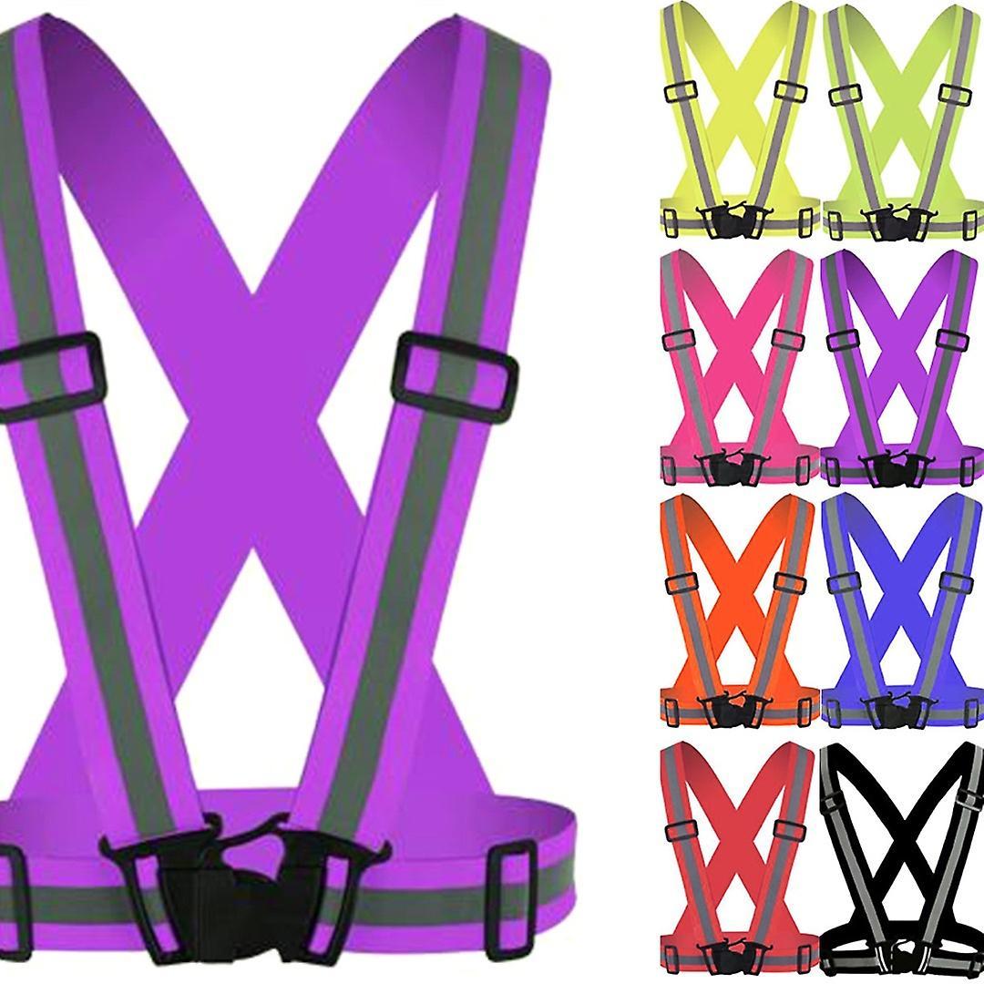 Sevenday Hi Viz Vis Vest Night Safety Belt High Visibility Reflective Waistcoat Strap Running Strap Purple One Size