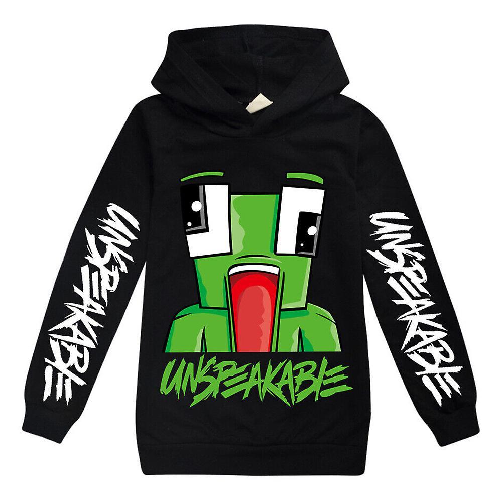 Unbrand 7-14 Years Kid Unspeakable Print Hoodie Sweatshirt Tops Black 9-10 Years