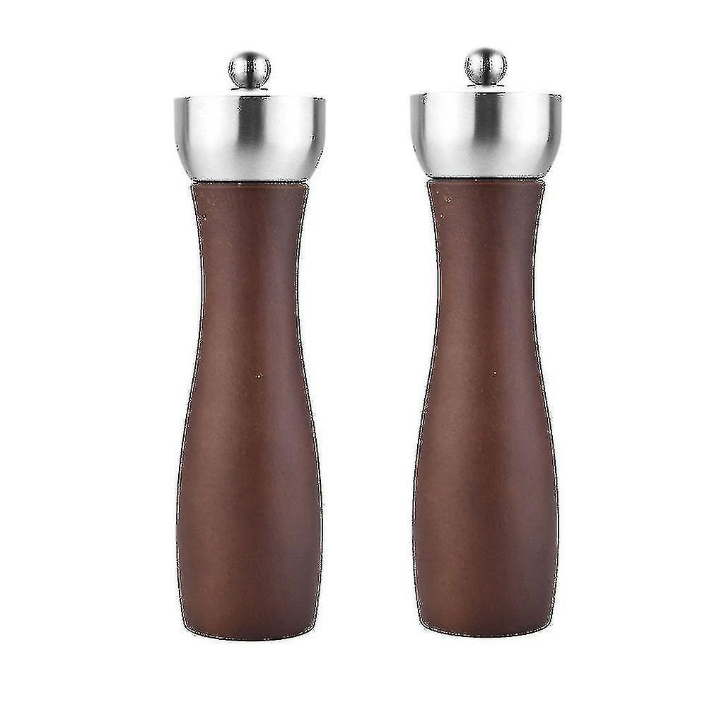 Tianzun 8in Salt And Pepper Grinder Set - Wooden Salt And Pepper Mill Shaker Easy Adjustable Ceramic