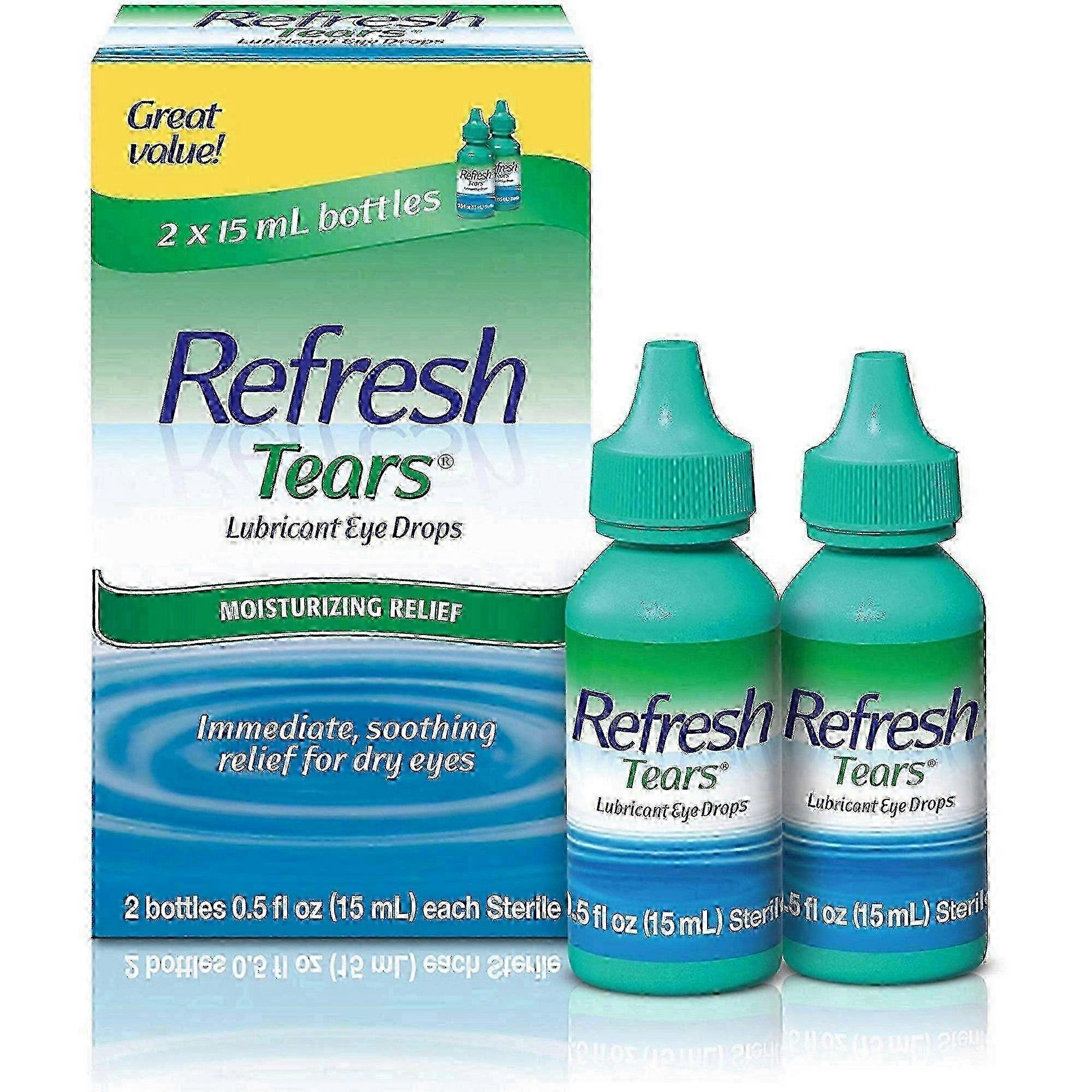 Refresh Tears Lubricant Eye Drops, Moisturizing Relief, 2 Ea