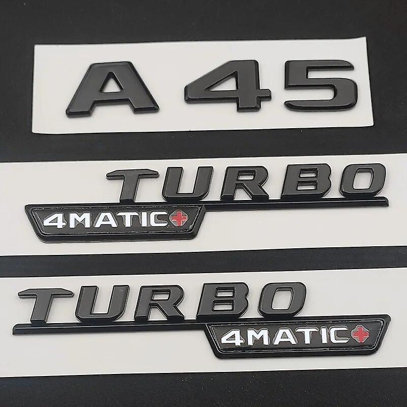 Hikig 3d Abs A45 Logo Sticker Black Chrome Car Letters Trunk Fender Side Turbo 4matic Emblem For Mercedes A45 Amg W176 Accessories Glossy Black A45...