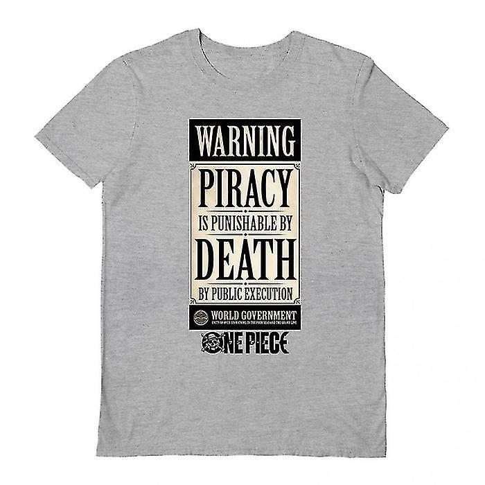 One Piece Live Action Unisex Adult Warning T-Shirt Grey/Black/Sand S