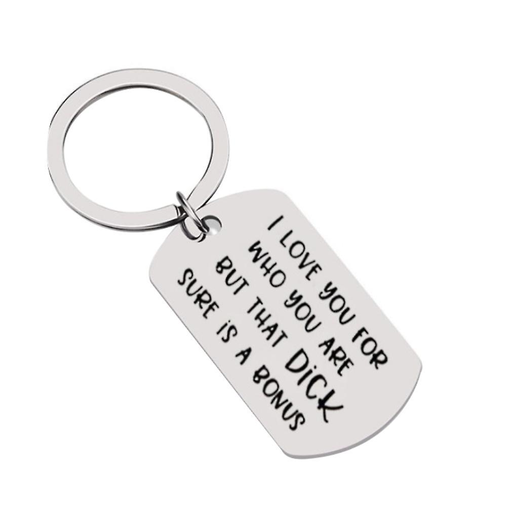 ohfruit English Letter I Love You For Who You Are Dick/Pussy Keychain Key Ring Holder DICK round