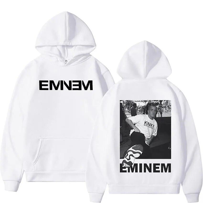 Visgaler Rapper Eminem Graphic Hoodie Men Women Casual Autumn/winter Sweatshirt Hip Hop Fashion Gothic Pullover Hoodies Fleece Streetwear White S