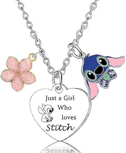 Heyone Stitch Necklace Cute Stitch Gifts for Girls Jewelry Stitch Lover Gifts with Moon Pendant