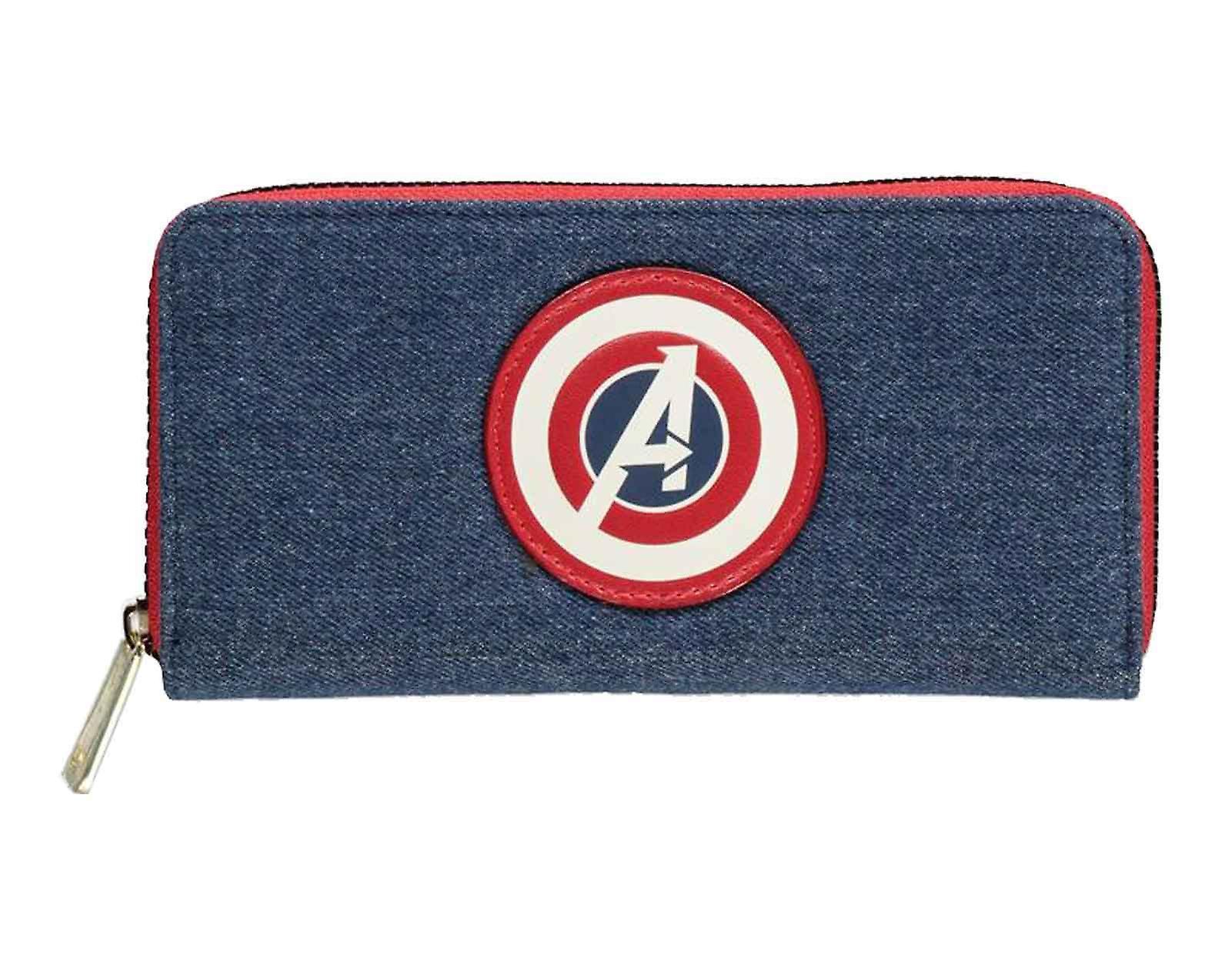 Marvel Purse Avengers A Logo new Official Womens Blue Zip Around One Size