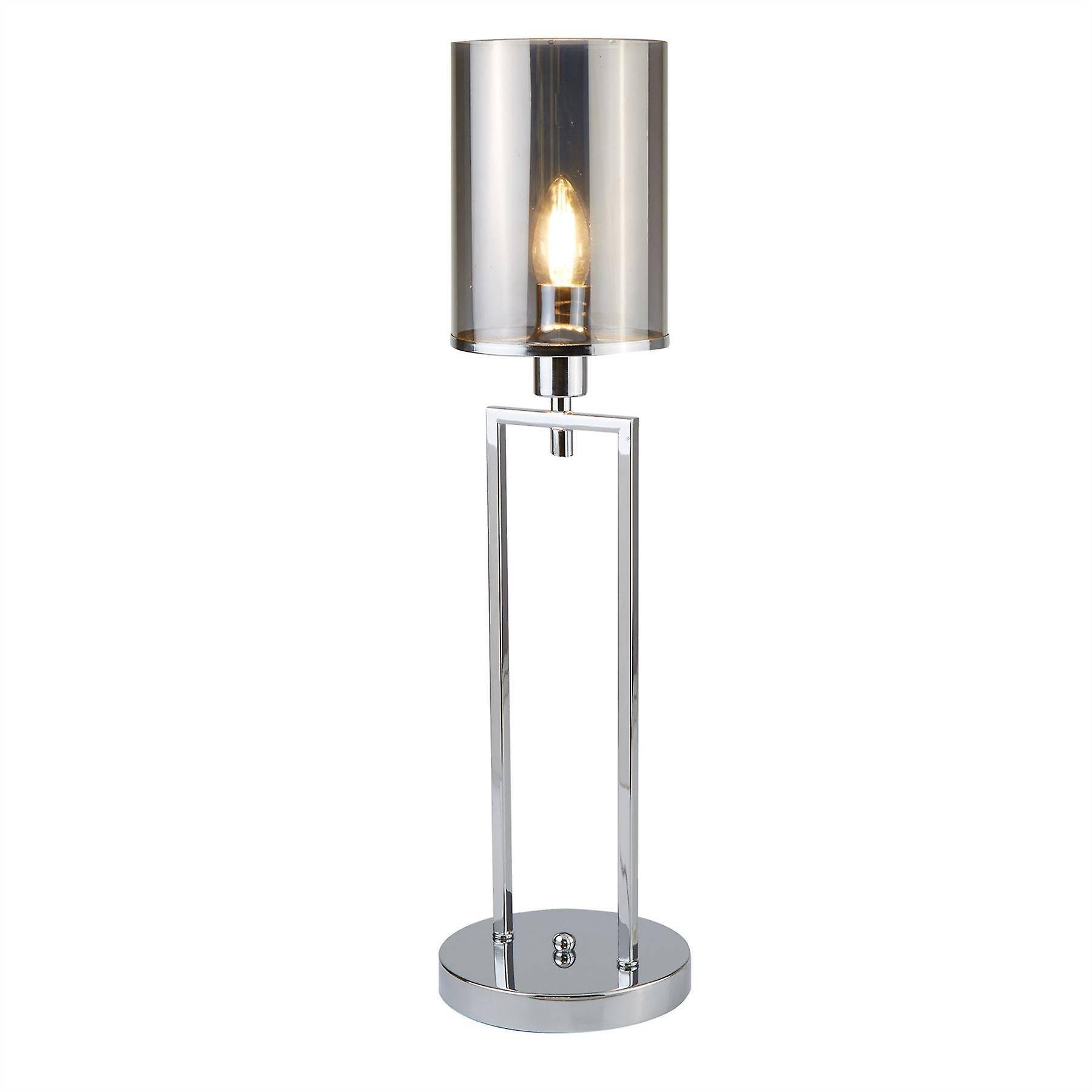 Searchlight Lighting Catalina 1 Light Table Lamp Chrome with Smokey Glass Shade, E14