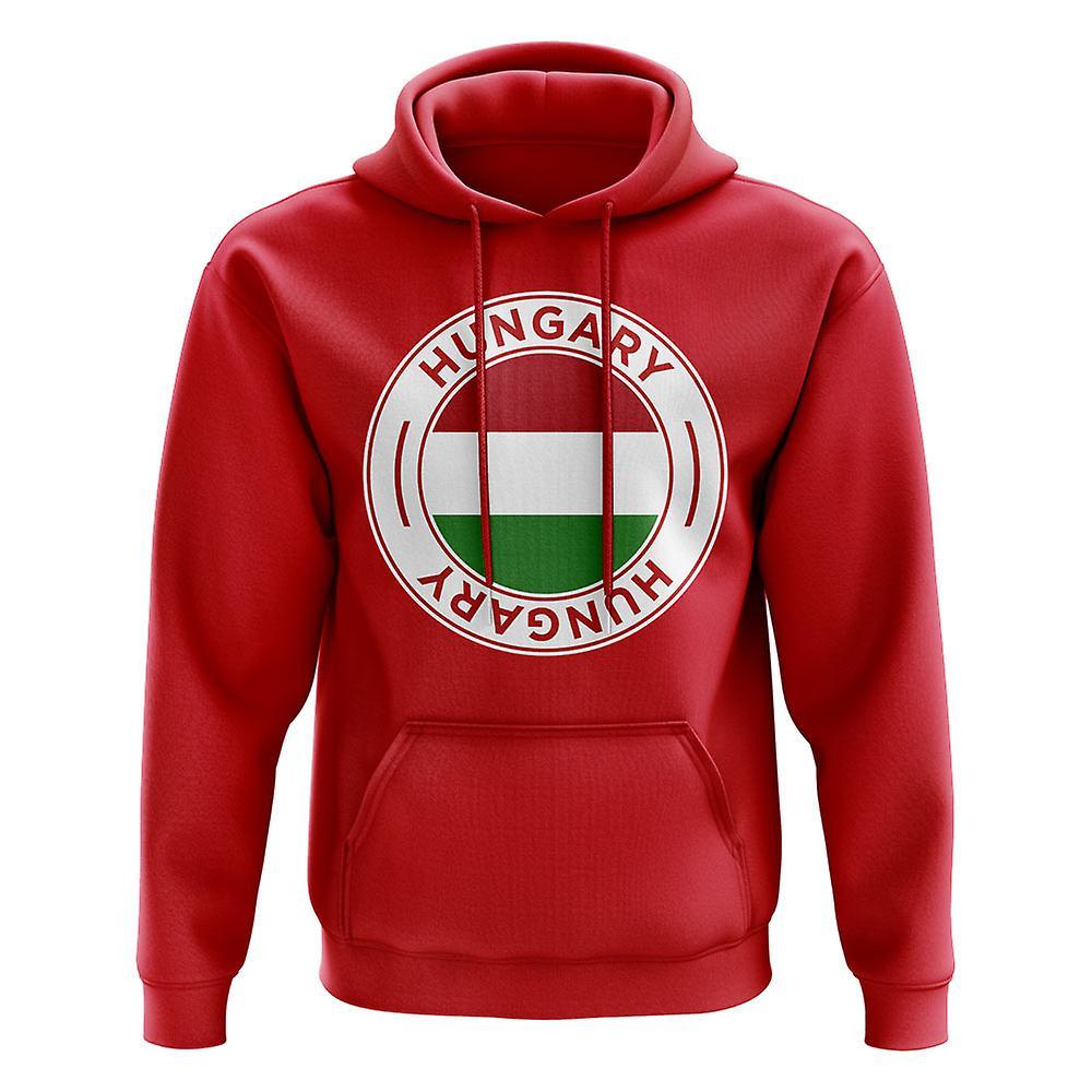 UKSoccerShop Hungary Football Badge Hoodie (Red) MB (7-8 Years)