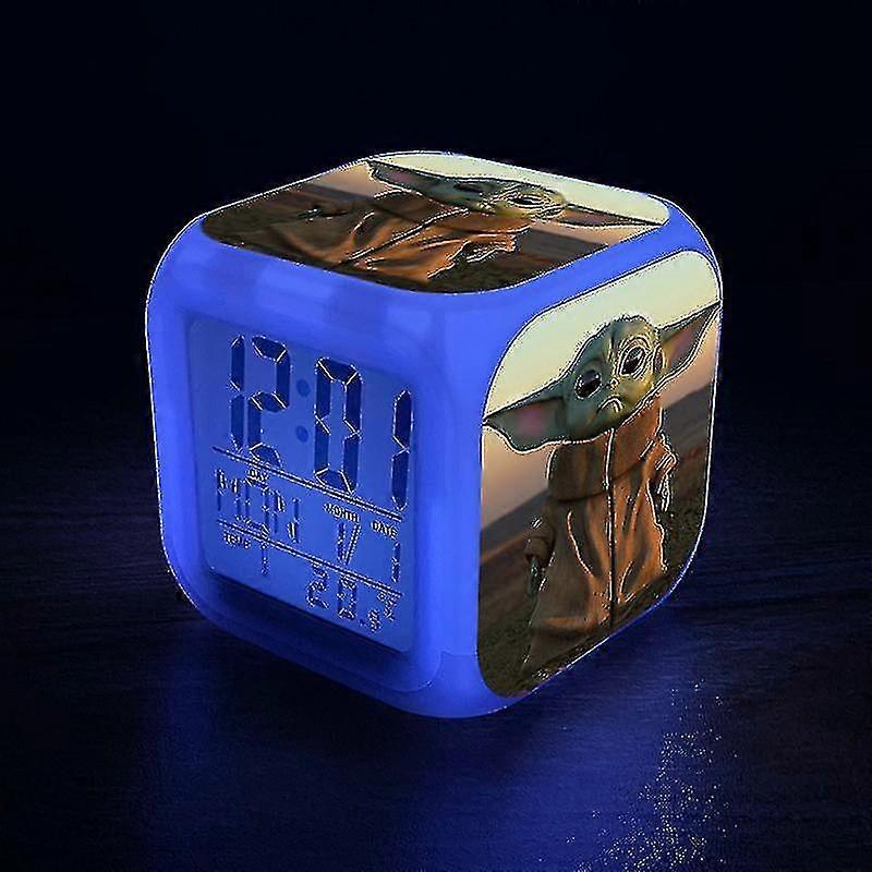 Jkw Baby Yoda Colorful Alarm Clock Cartoon Cute Digital Clock Led Color Alarm Clock