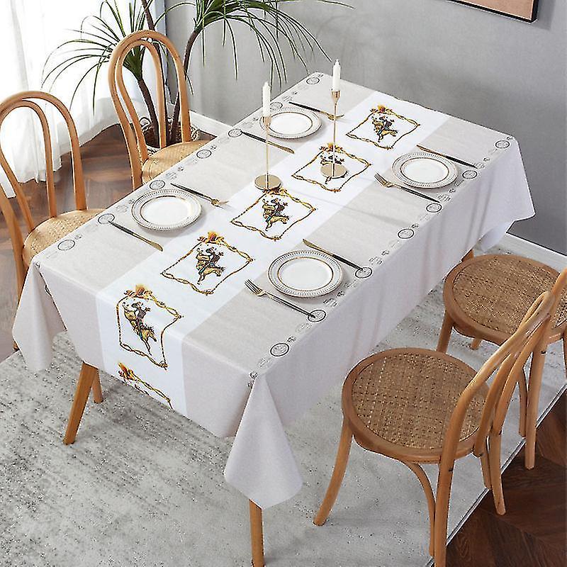 Bxs 90*140cm Table Cloth Plastic Tablecloth Wipeable Pvc Wipe Clean Waterproof Table Cover horse