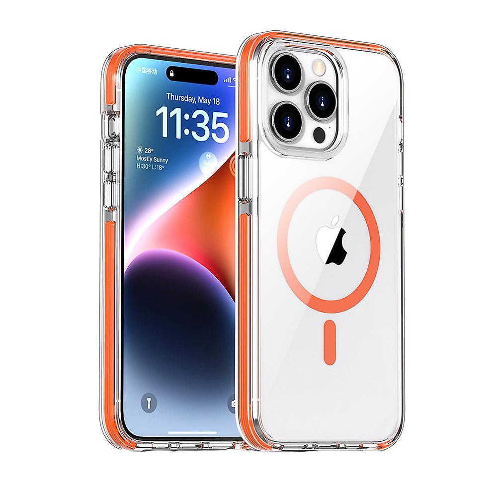 Jielin Iphone 15 Pro Case Magnetic Shockproof Translucent Slim Protective ORANGE iphone15plus